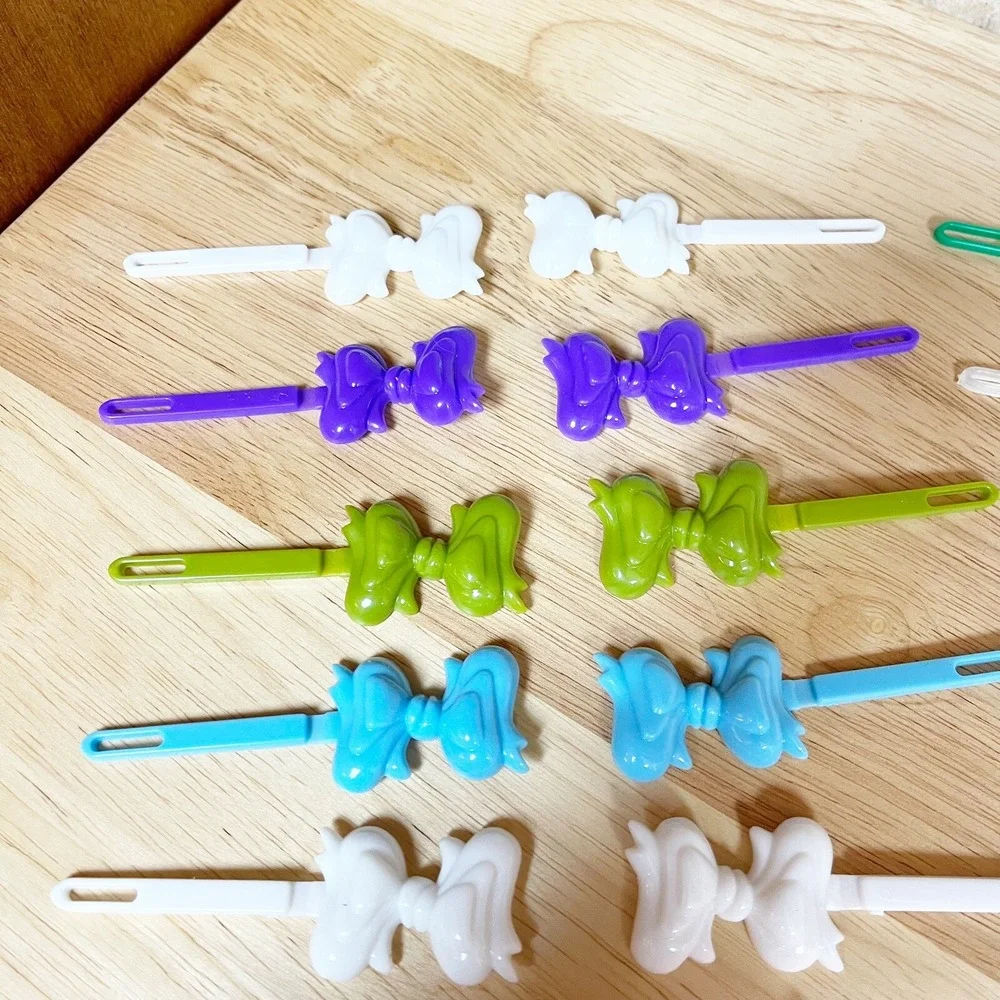 Vintage 80s 90s  Multi-Color Bow Barrettes Plastic Snap Tight Girls Goody Cutie